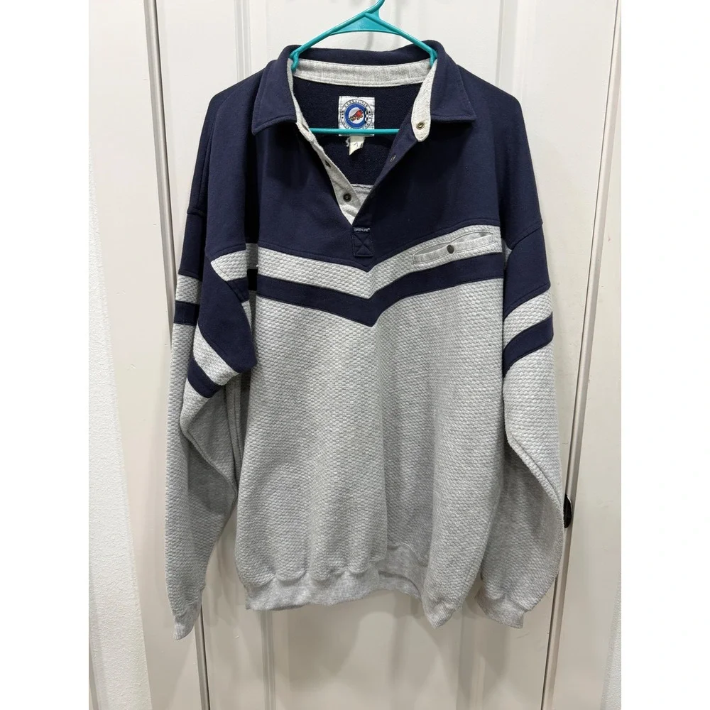 Vintage Greenline International Pullover Sweatshirt‎ Navy Grey XLT Tall Mens